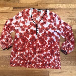 Chico’s Women’s Long Sleeve Sheer Floral Blouse - Size 2